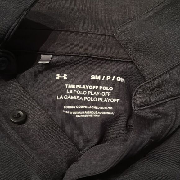 Men’s Under Armour Playoff Heather Polo | Small | Black/Anthracite/Pitch Gray - Picture 6 of 7